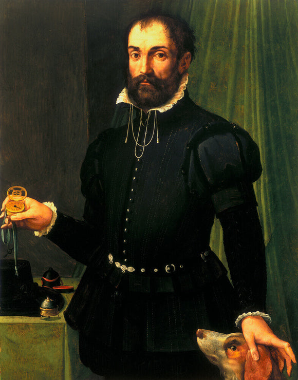 Portrait of a man holding a watch, c 1558.
