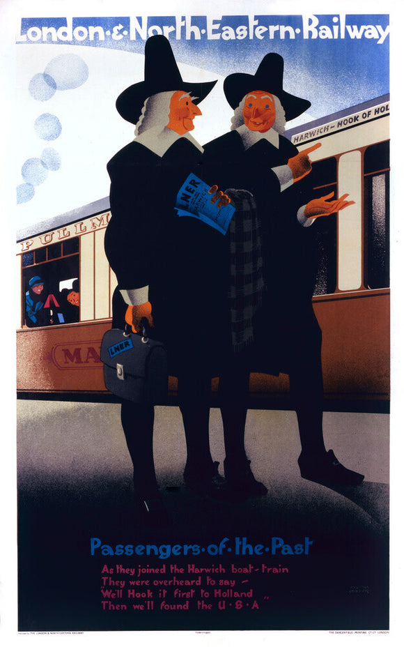 'Passengers of the Past - the Pilgrim Fathers', LNER poster, 1929.