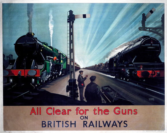 'All clear for the guns', BR poster, 1940s.