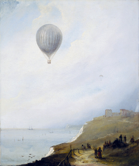 'Balloon Over Cliffs', Dover, Kent, 1840.