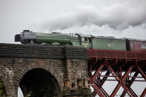 Flying Scotsman crossing the Forth Bridge on 8th October 2023.