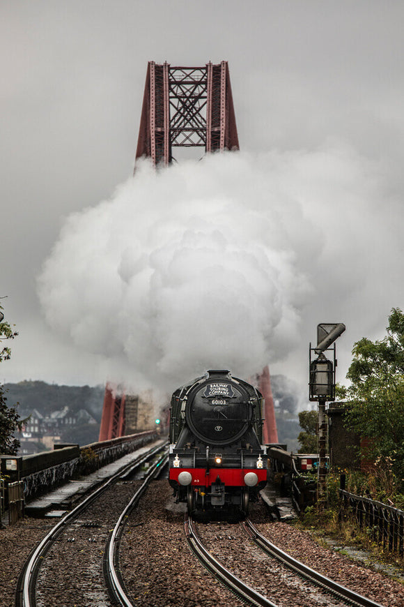 Flying Scotsman crossing the Forth Bridge on 8th October 2023.