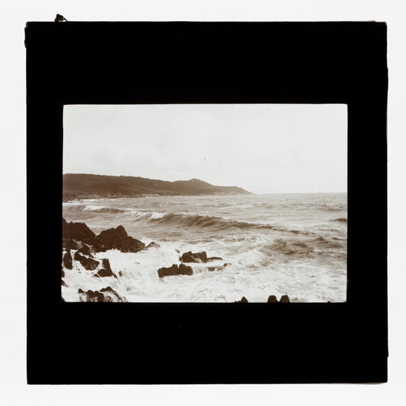 A magic lantern slide entitled 'Mortehoe, North Devon', by Birt Acres, 1893.