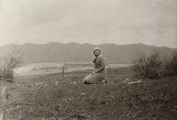 H. I. H. The Grand Duchess Olga Alexandrovna kneeling by the river Bzib.