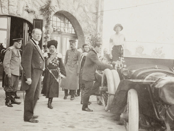 Black and white photograph entitled 'Departure of The Grand Duchess Olga A'